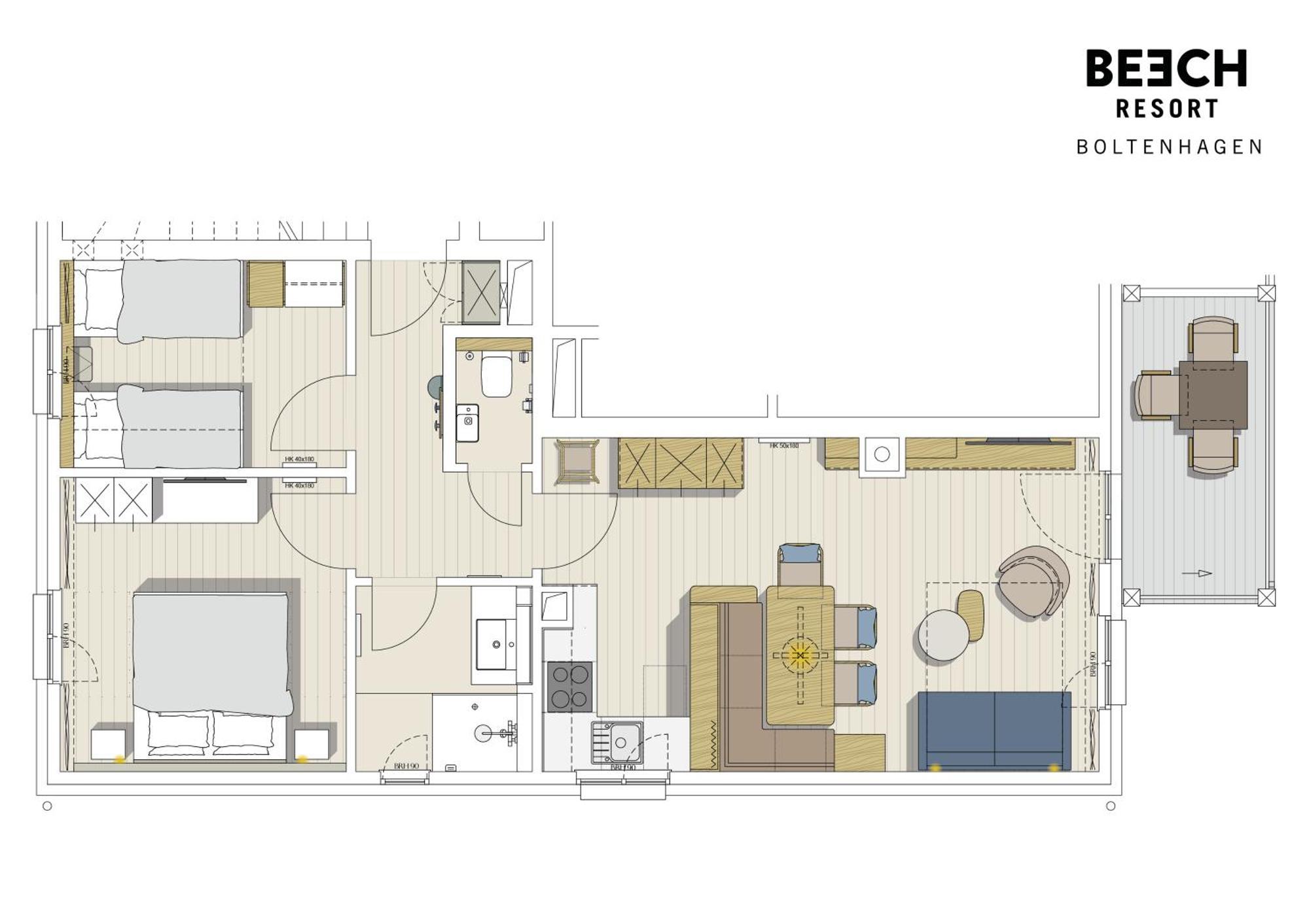 Familien-Apartment mit 2 Schlafzimmern